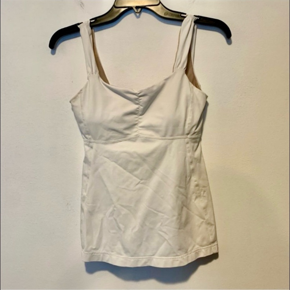 Lululemon Aria Tank White Athletic Mesh Peplum